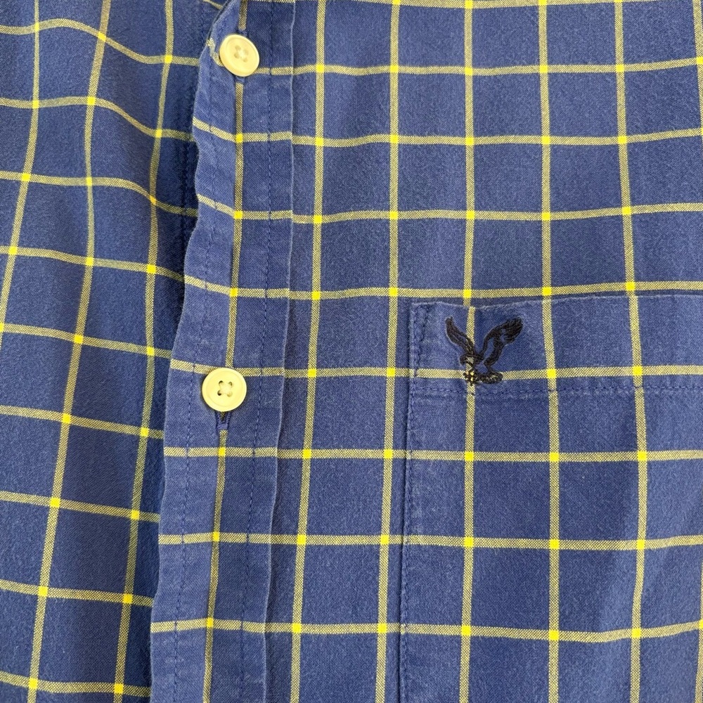 American Eagle Outfitters Blue Plaid Mens Casual Button Up Shirt Athletic Fit XL - Picture 5 of 6